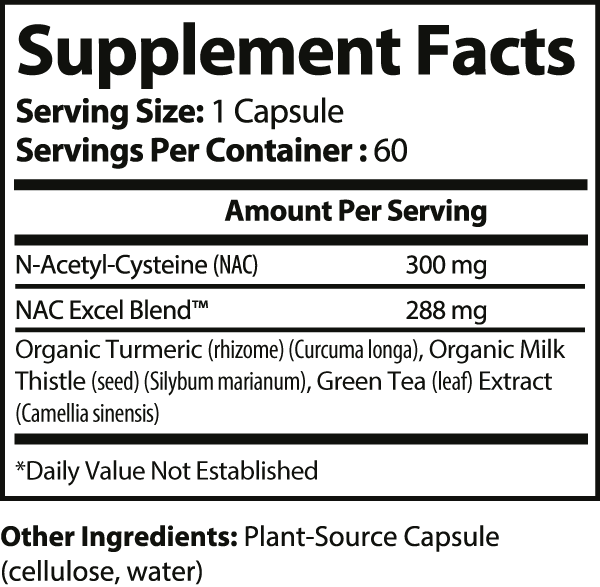 Immunize NAC Cellular Defense Label Supplement facts label with detailed ingredient list on a white background