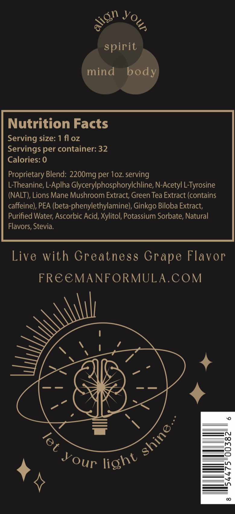 Daily brain support supplement with L-Theanine, Lion’s Mane, and Alpha GPC for spiritual alignment and energy