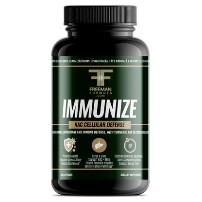 Freeman Formula Immunize NAC Cellular Defense supplement supports immune health, cellular protection, and antioxidant defense with NAC and essential nutrients.